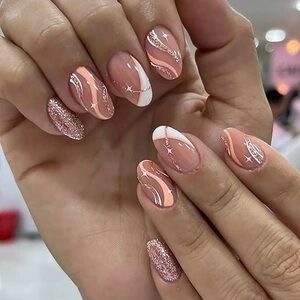 Glitter Peach Nails